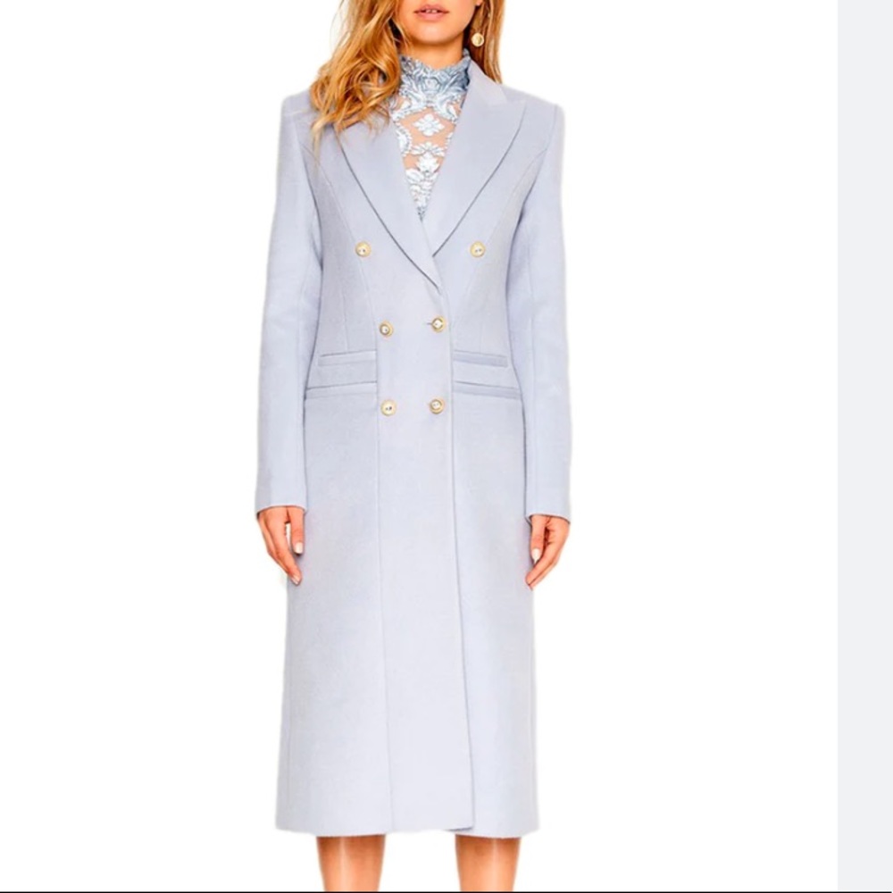 Alice McCall light gray blue double breasted wool peacoat US 2 UK 6